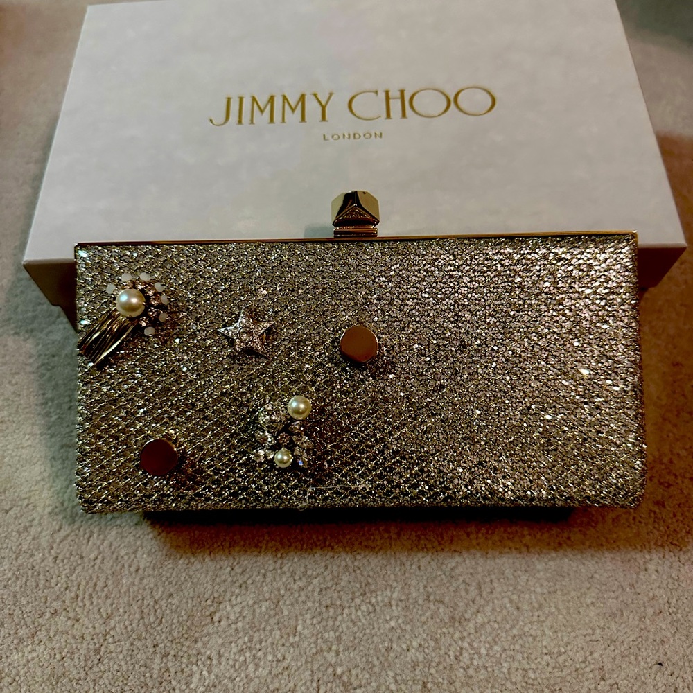 Jimmy choo glitter Stileto pumps with matching clutch-brand new